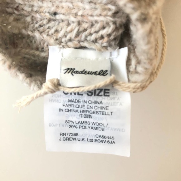Madewell Fingerless Merino Wool Gloves Sand New - Picture 3 of 3